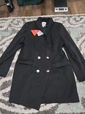 Unique 21 Black Double-Breasted Blazer Coat with Gold Buttons